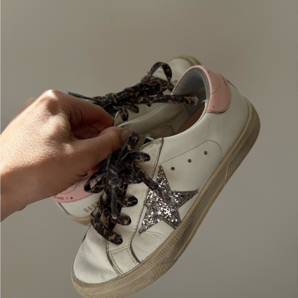 Kids Golden Goose White and Pink Sneakers